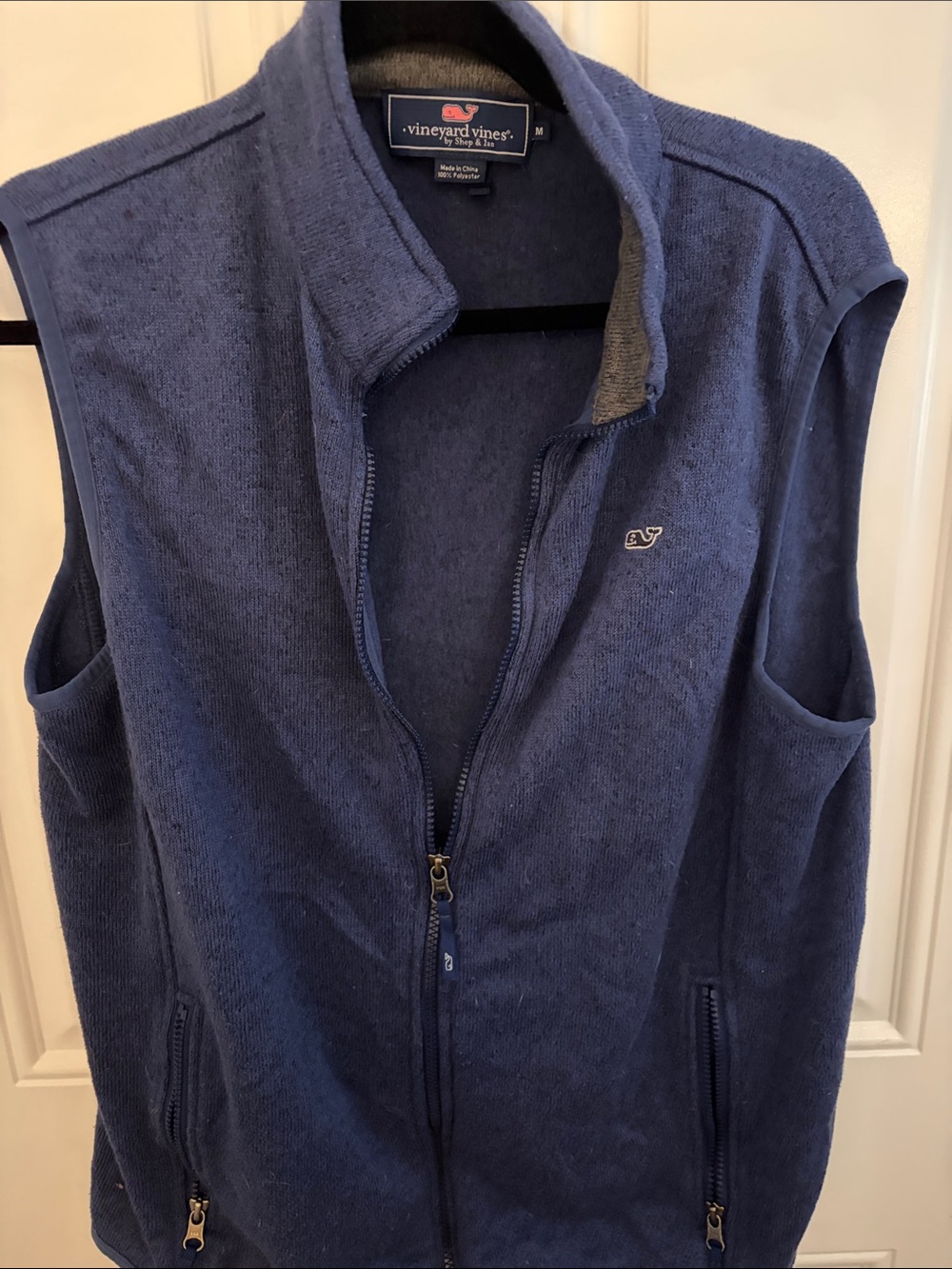 Vineyard Vines Navy Full-Zip Fleece Vest